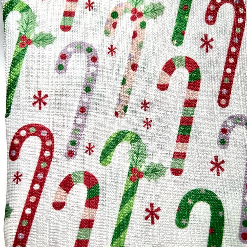 Christmas Fabric Candy Cane Shower Curtain Textured Polka Dots & Stripes - Picture 8 of 8